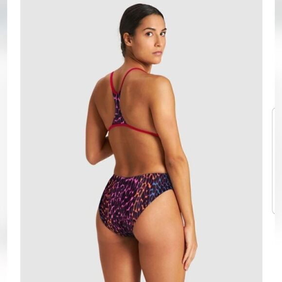 Arena Women's ANIMAL STRIPE BOOSTER BACK ONE PIECE Swimsuit Waterpolo 32 - Picture 2 of 12